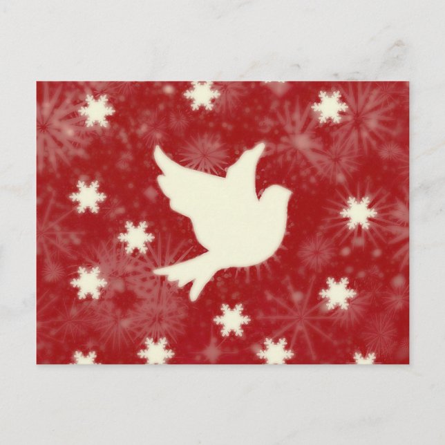 Cartão Postal Pomba e flocos de neve (Frente)