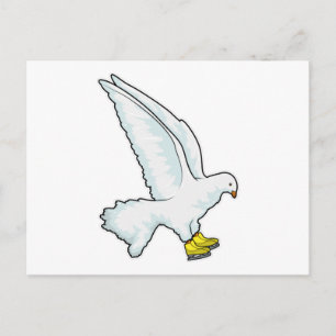 Cartão Postal Pombo Patinação no gelo Patins de gelo