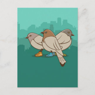Cartão Postal Pombos Com Tênis Engraçados Design de Gráfico Foto