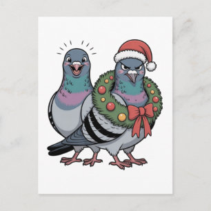 Cartão Postal Pombos engraçados de Natal Aves de Feriado