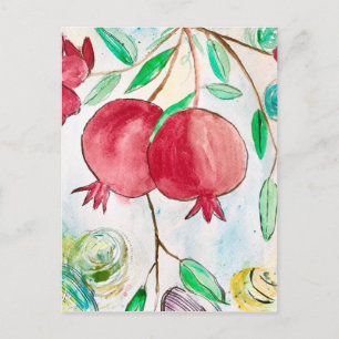 Cartão Postal Pomegranate pintura romã Arte Wall