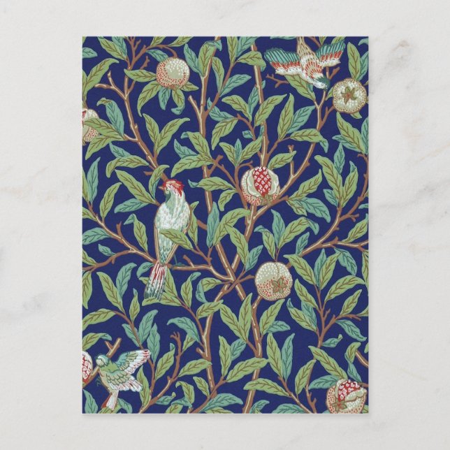 Cartão Postal Pomegranato e Little Bird, William Morris (Frente)