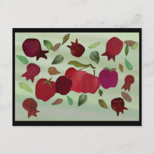 Cartão Postal Pomegranatos e Maçãs Ano Doce