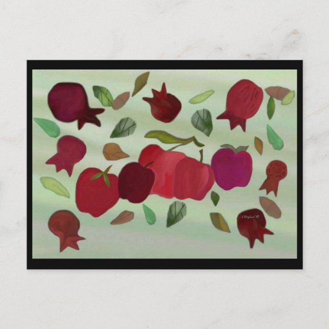 Cartão Postal Pomegranatos e Maçãs Ano Doce (Frente)