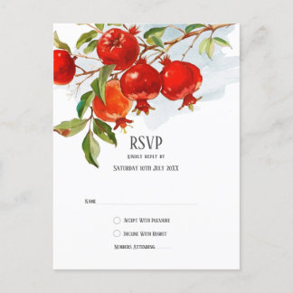 Cartão Postal Pomegrancha tema aquarela Cores brilhantes