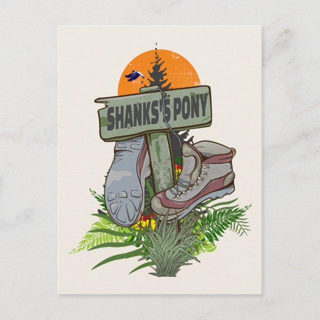 Cartão Postal Pônei de Shanks velhos sapatos de caminhada (Frente)