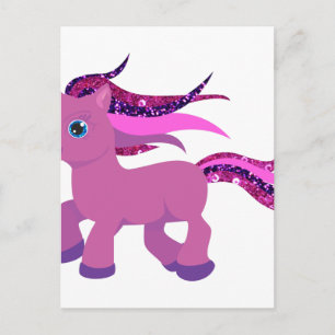Cartão Postal pônei roxo kawaii