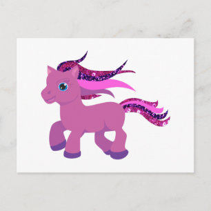Cartão Postal pônei roxo kawaii