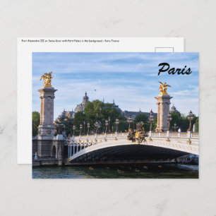 Cartão Postal Pont Alexandre III sobre o rio Sena - Paris, Franç