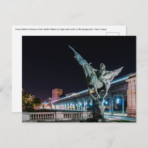 Cartão Postal Pont de Bir-Hakeim à noite - Paris, França