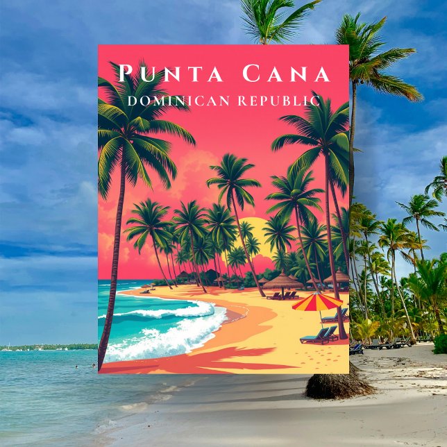 Cartão Postal Ponta Cana República Dominicana Praia Viagem Vinta (Vintage Punta Cana Dominican Republic Beach Travel Postcard
)