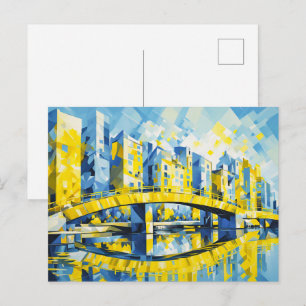 Cartão Postal Ponte Amarela Cubista Sobre o Rio