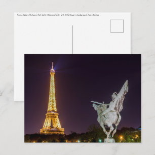 Cartão Postal Ponte Bir-Hakeim à noite - Paris, França