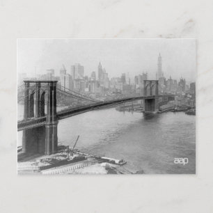 Cartão Postal Ponte Brooklyn 1915 e Nova Iorque de Manhattan
