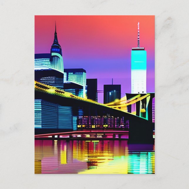 Cartão Postal Ponte Brooklyn à noite (Frente)