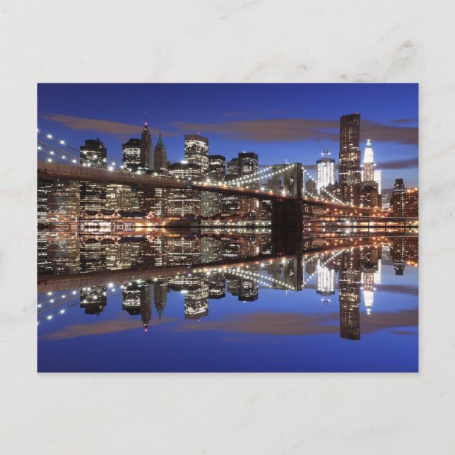 Cartão Postal Ponte Brooklyn À Noite, Nova Iorque (Frente)