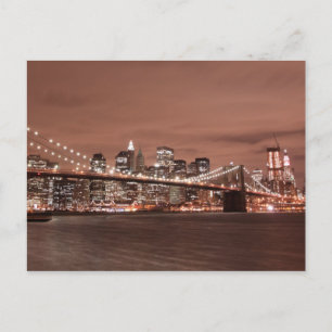 Cartão Postal Ponte Brooklyn à noite, Nova Iorque