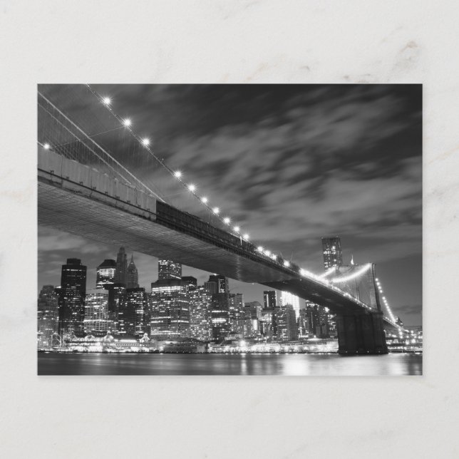 Cartão Postal Ponte Brooklyn à noite, Nova Iorque (Frente)