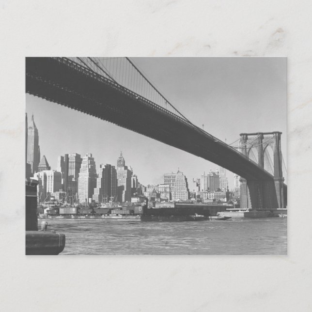 Cartão Postal Ponte Brooklyn e linha do horizonte de Manhattan e (Frente)