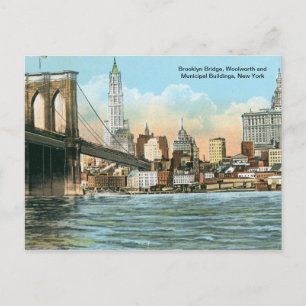 Cartão Postal Ponte Brooklyn, Nova York Vintage