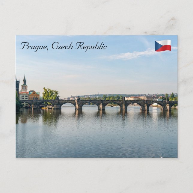 Cartão Postal Ponte Charles e rio Vltava - Praga (Frente)