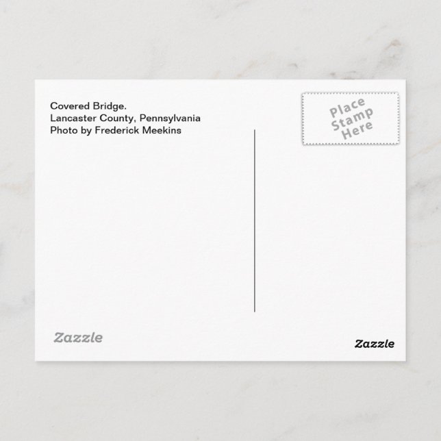 Cartão Postal Ponte coberta. Condado de Lancaster, PA (Verso)