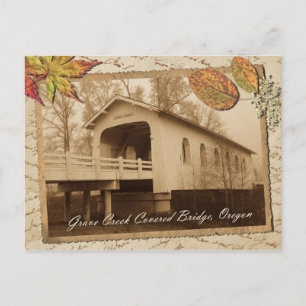 Cartão Postal Ponte coberta de Grave Creek, Vale de Sunny, OR