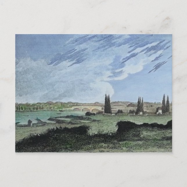 Cartão Postal Ponte coberta do rio Schuylkill, Filadélfia 1827 (Frente)