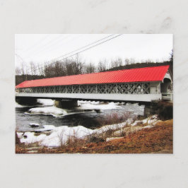 Cartão Postal Ponte coberta por Ashuelot no inverno