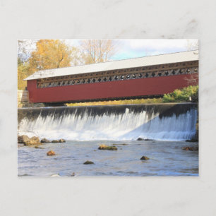 Cartão Postal Ponte coberta por papel e cai Bennington VT