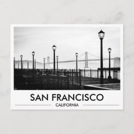 Cartão Postal Ponte da Baía de São Francisco Embarcadero Preto e
