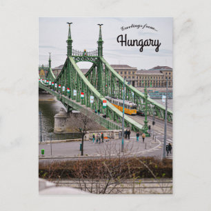 Cartão Postal Ponte da Liberdade de Budapeste e Bonde Hungria
