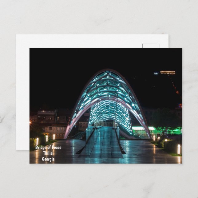 Cartão Postal Ponte da Paz, Tbilisi, Geórgia (Frente/Verso)