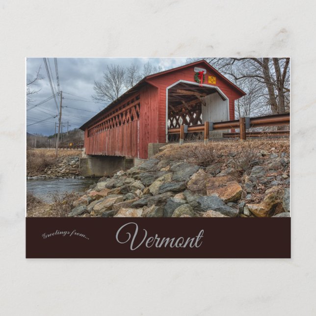 Cartão Postal Ponte da Rota da Seda Bennington Vermont (Frente)