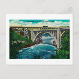 Cartão Postal Ponte da rua Monroe e quedas no rio Spokane
