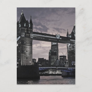 Cartão Postal Ponte da Torre Preto e Branco Londres Rio Tâmisa