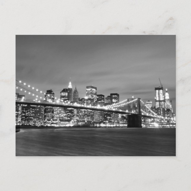 Cartão Postal Ponte de Brooklyn à Noite, Cidade de Nova York (Frente)