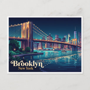 Cartão Postal Ponte de Brooklyn à Noite Nova York