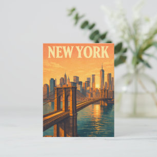 Cartão Postal Ponte de Brooklyn Cidade de Nova York Viagem Vinta