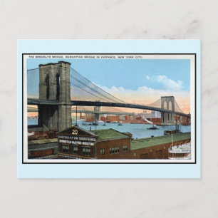 Cartão Postal Ponte de Brooklyn da cidade de Nova York antiga, M