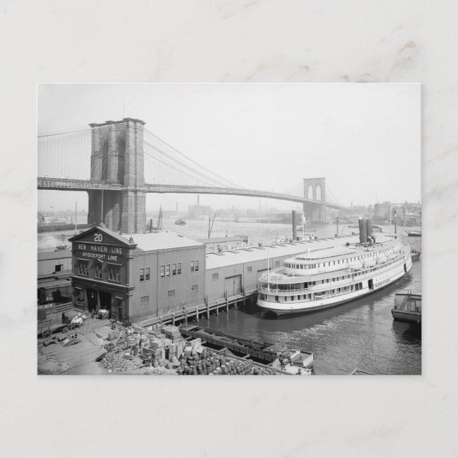 Cartão Postal Ponte de Brooklyn e Docas, 1905 (Frente)