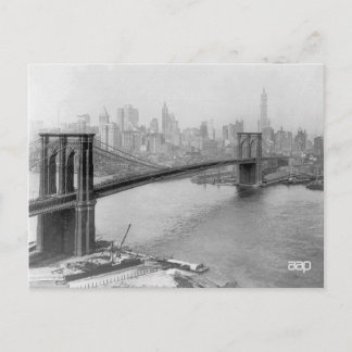 Cartão Postal Ponte de Brooklyn e Manhattan em Nova York em 1915