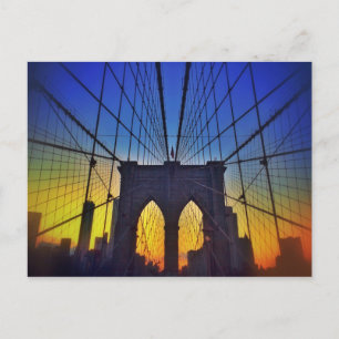 Cartão Postal Ponte de Brooklyn no por do sol