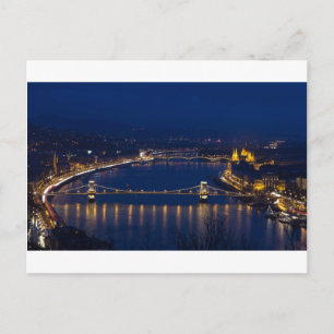 Cartão Postal Ponte de cadeia — Hungria — Budapeste à noite