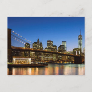 Cartão Postal Ponte de Manhattan e Brooklyn ao crepúsculo