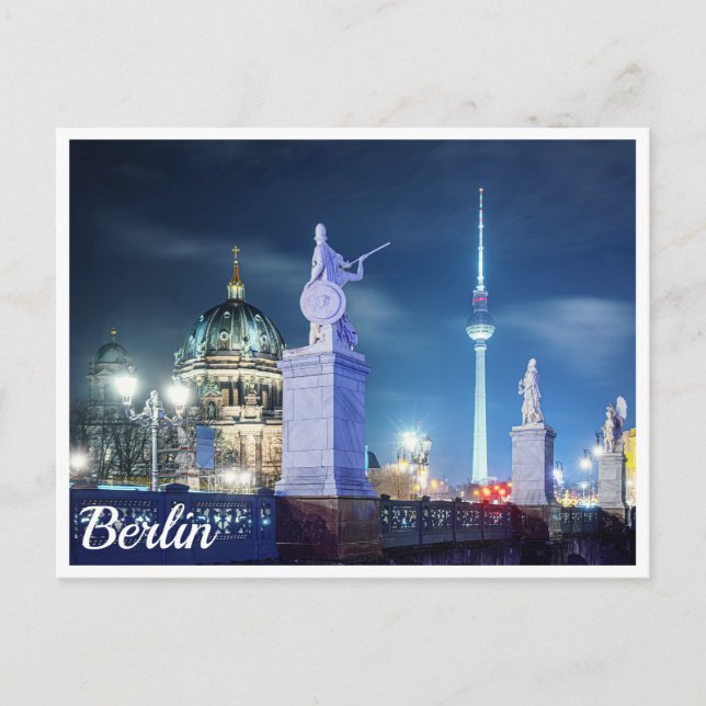 Cartão Postal Ponte de pedra perto da Catedral de Berlim, na Ale (Frente)