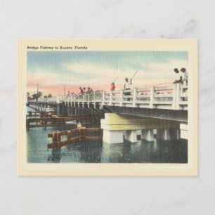Cartão Postal Ponte de pesca em Ruskin Florida Vintage Scene