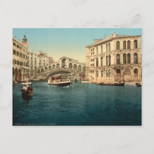 Cartão Postal Ponte de Rialto e Grande Canal, Veneza, Itália