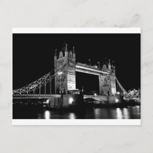 Cartão Postal Ponte de Torre em preto e branco à noite
