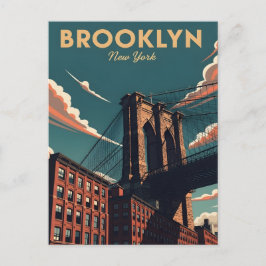 Cartão Postal Ponte do Brooklyn retrô com a silhueta da cidade d